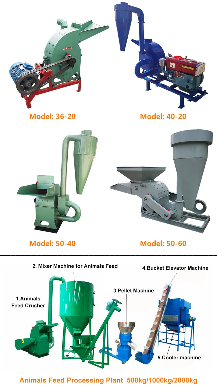 Grain Grass Rice Husk Hammer Mill Feed Machines for Feed Production