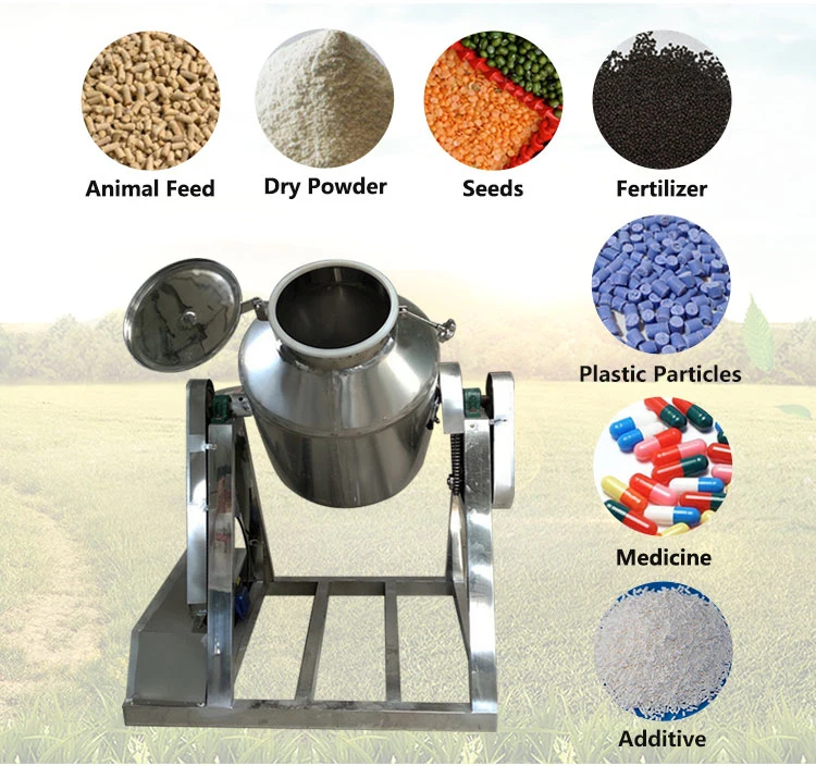 Small Poultry Feed Blender Rotary Drum Food Mixer Stainless Steel
